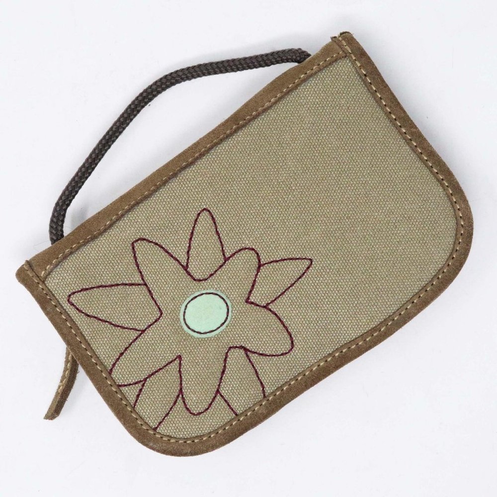 Zennia Khaki Suede Crossbody Wallet